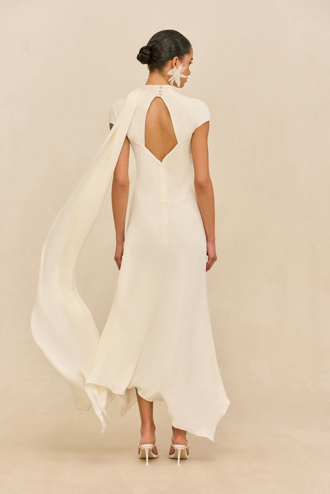 Cecily Asymmetric Occasion Dress | Off White