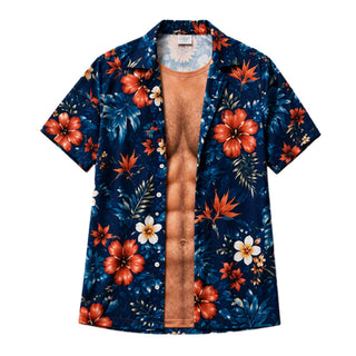 Chemise hawaïenne pour hommes, imprimé floral tropical, manches courtes, blouse décontractée de plage avec boutons