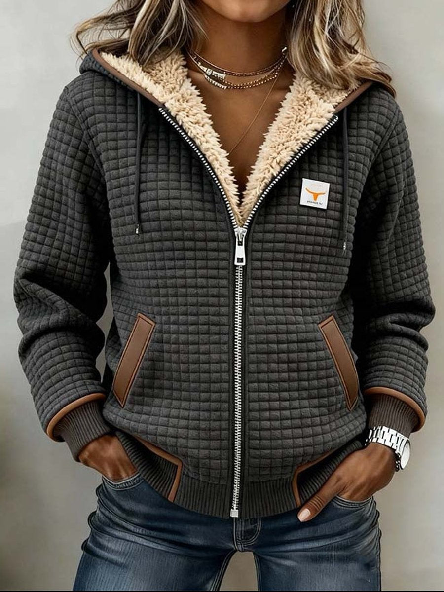 NEVIK | Veste à capuche zippée en sherpa matelassé